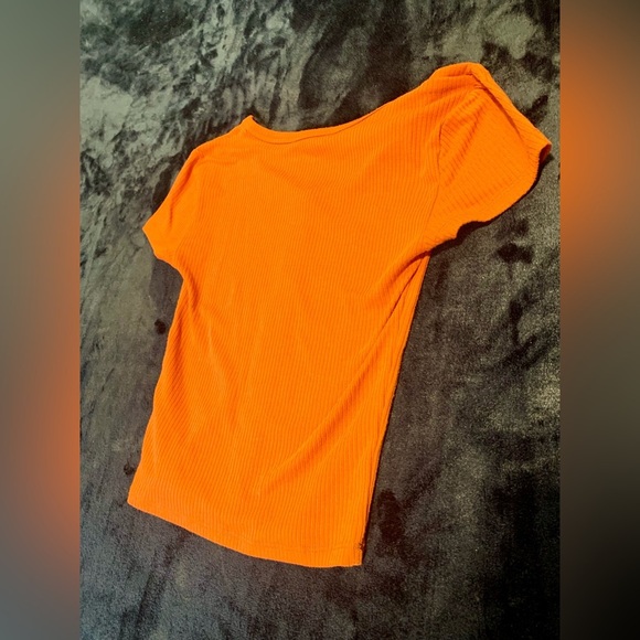 💛 Bluenotes Ribbed Button-Front Top - Orange - Size XS - Picture 5 of 7